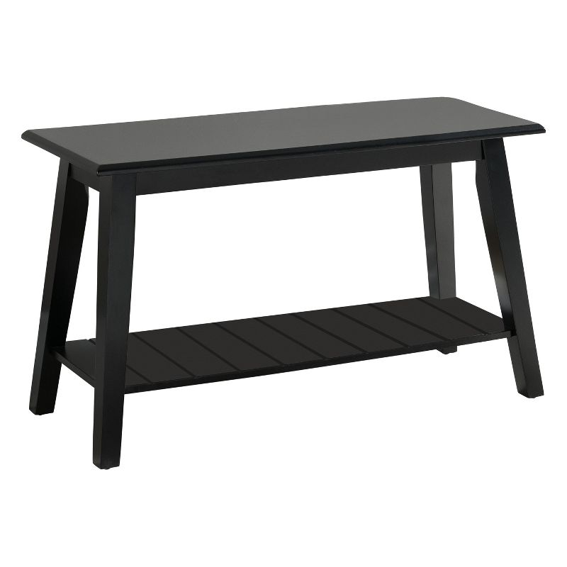 Kings Brand Furniture Delphi Wood Bench with Storage Shelf for Entryway Bathroom Bedroom, Black