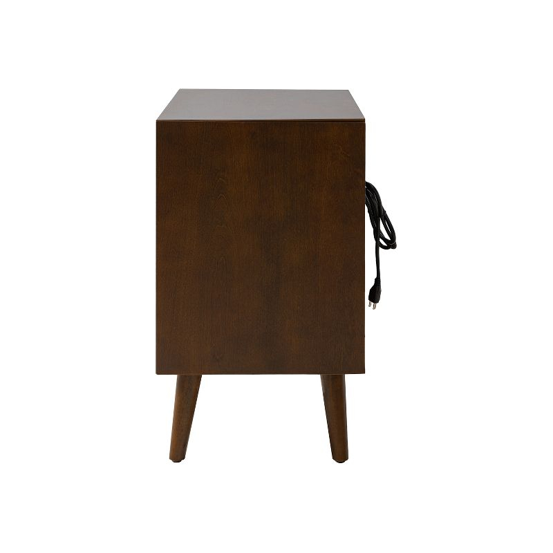 Margery Mid-century Modern 2 - Drawer Nightstand with Built-In Outlets | HULALA HOME-WALNUT