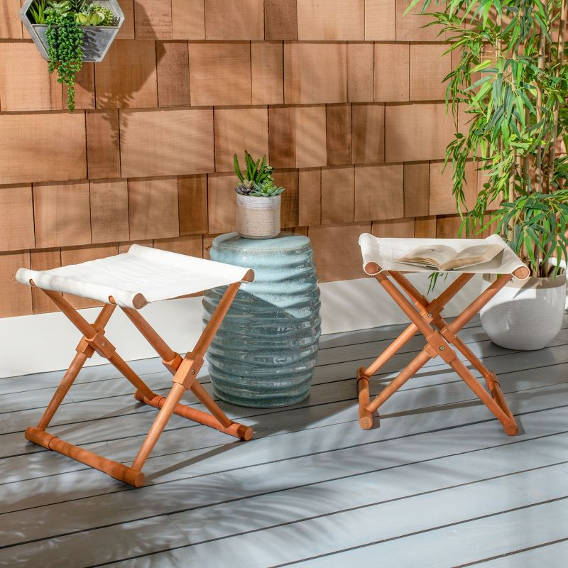 Breanne Patio Folding Stool (Set of 2) - Beige/Natural - Safavieh.