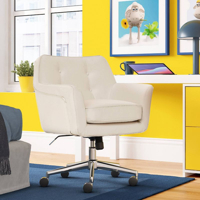 Style Ashland Home Office Chair Sweet Cream - Serta: Mid-Century, Tufted, Adjustable