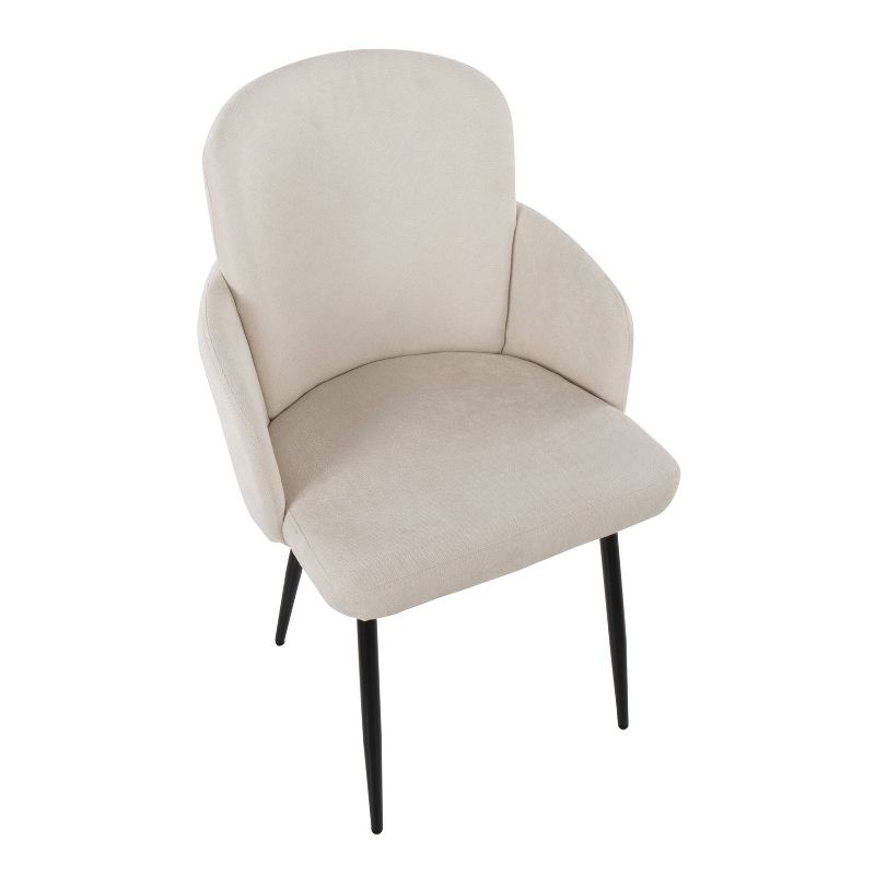 Set of 2 Dahlia Dining Chairs Black/Cream - LumiSource: Metal Legs, Upholstered, Contemporary Design