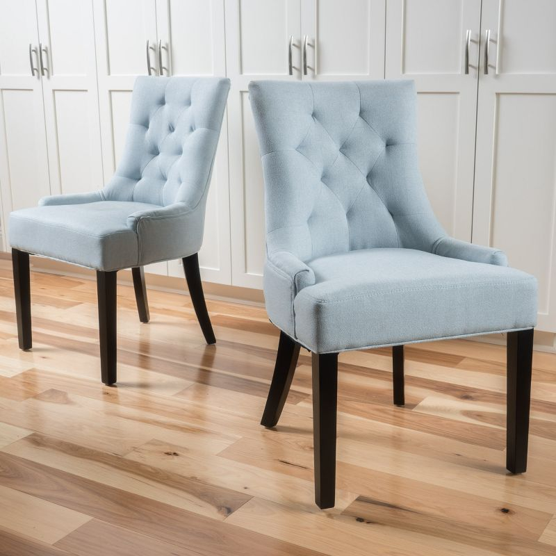 Christopher Knight Home Maggie Contemporary Tufted Armless Dining Chairs (Set of 2), Light Sky/Fabric