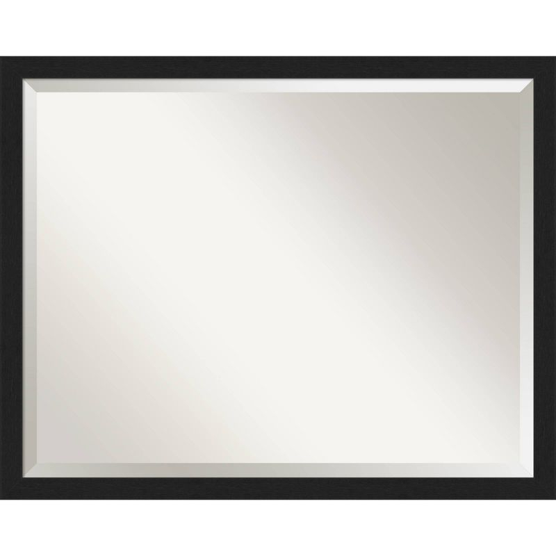 30" x 24" Grace Narrow Brushed Framed Bathroom Vanity Wall Mirror Black - Amanti Art: Wall Mount, Polystyrene Frame