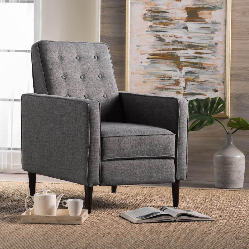Mervynn Mid-Century Recliner Gray - Christopher Knight Home: Button Tufted, Beech Wood Legs