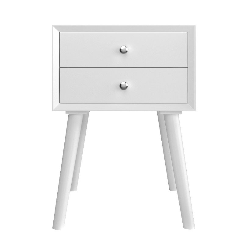 Costway End Table W/Drawers and Storage Wooden Mid-Century Accent Side Table Multipurpose for Bedroom Living Room Home Furniture Nightstand-White