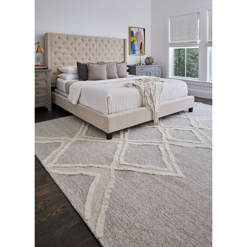 Anica Transitional Geometric Gray/Ivory Area Rug