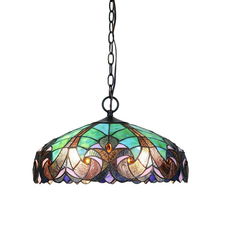 Chloe Lighting Liaison Tiffany-Style 2 Light Victorian Ceiling Pendent 18`` Shade