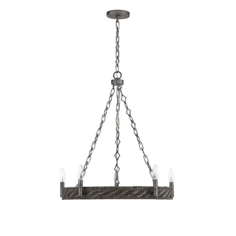 Savoy House Tripoli 5 - Light Chandelier in  Mottled Zinc/Gray Rattan