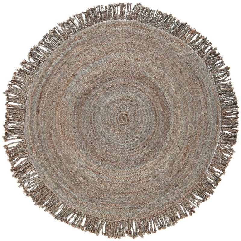 Braided BRD259 Hand Braided Area Rug - Grey - 4' round - Safavieh.