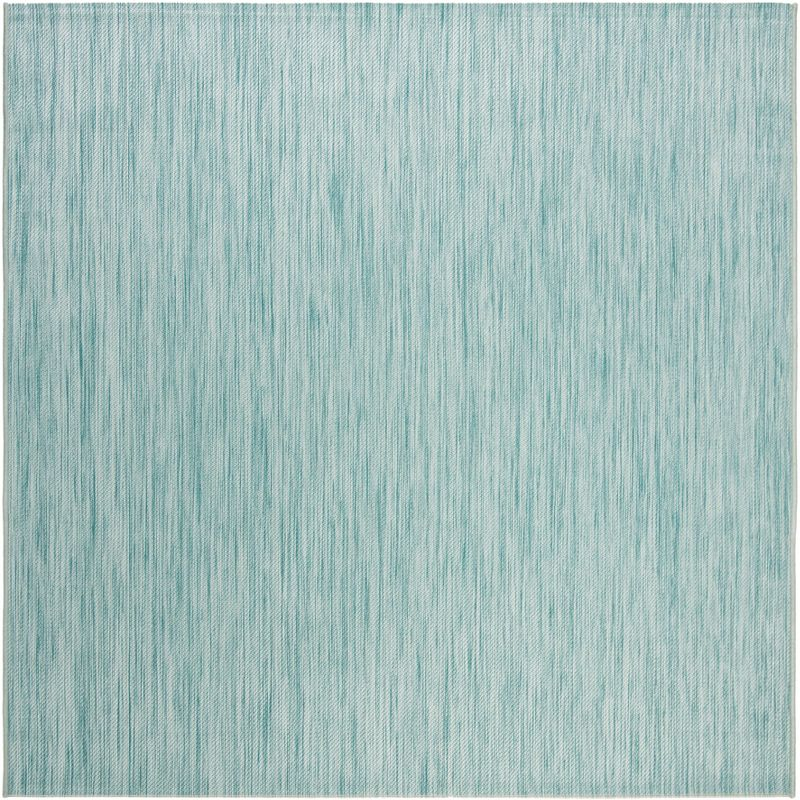 Beach House BHS218 Power Loomed Indoor/Outdoor Area Rug - Aqua - 5'3"x5'3" - Safavieh
