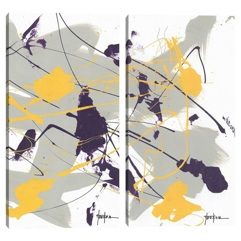 Masterpiece Art Gallery (Set of 2) 12"x24" Chaos 1 and 2 by Dan Houston Canvas Art Prints: Modern Unframed Vertical Decor