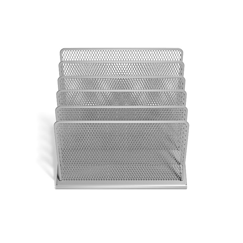 TRU RED 5 Compartment Wire Mesh File Organizer Silver TR57555-CC