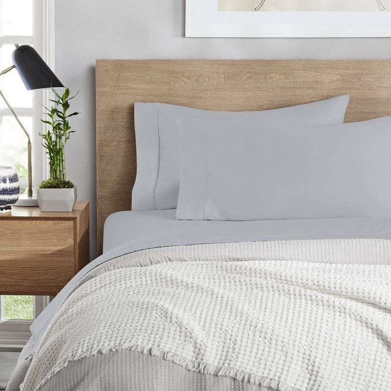 Color Sense King 1200 Thread Count Cotton Blend Sateen Sheet Set Soft Silver