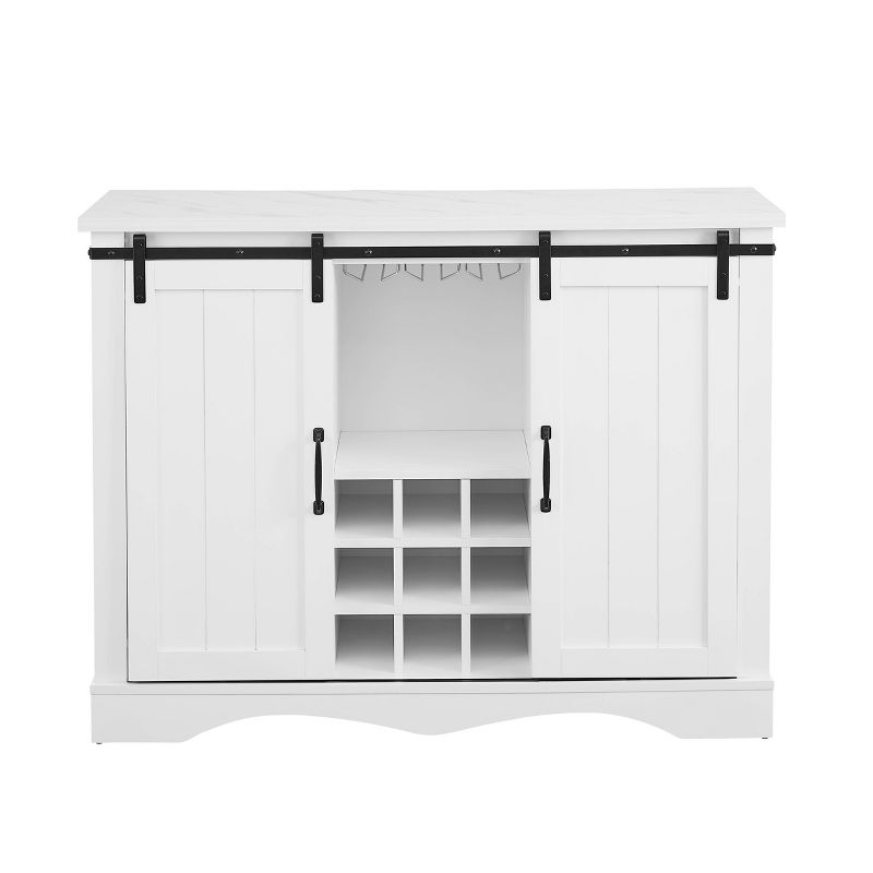 Home Essentials 47" Wine Bar Cabinet White: Farmhouse Style, Glassware Storage, MDF & Rubberwood