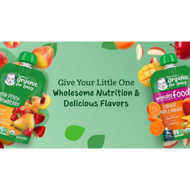 Gerber Stage 2 Organic Baby Food Pouches - Fruit & Veggie Value Pack - 3.5oz/9pk