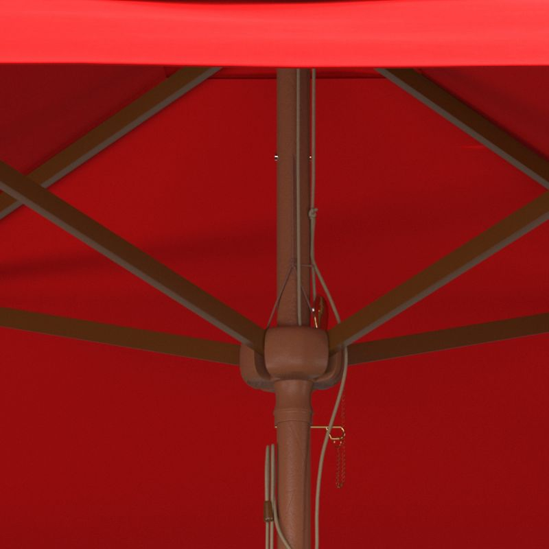 Velop 7.5 Ft Square Wooden Pulley Market Umbrella - PAT8409 - Red - Safavieh