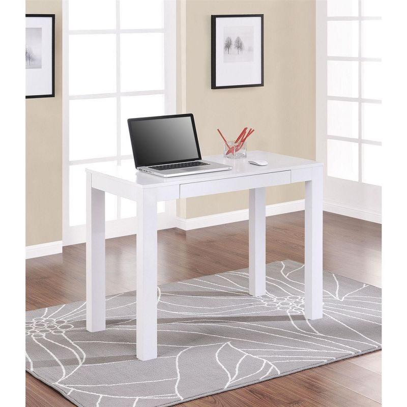 Parsons Computer Desk with Drawer, White