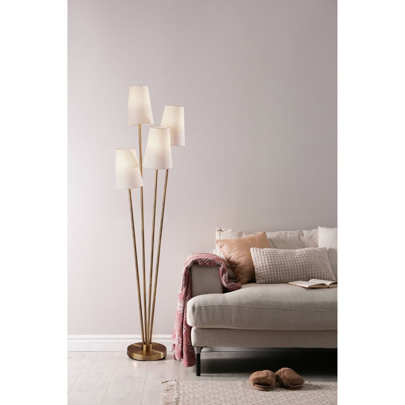 Wentworth Floor Lamp Natural - Adesso: Asymmetrical 4-Arm, Mid-Century Modern Design, Off-White Shades