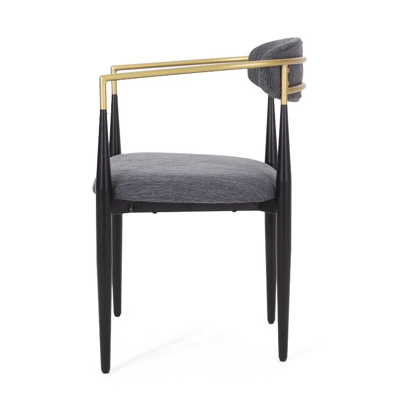 Christopher Knight Home Set of 2 Elmore Iron Upholstered Dining Chairs Charcoal/Black/Gold