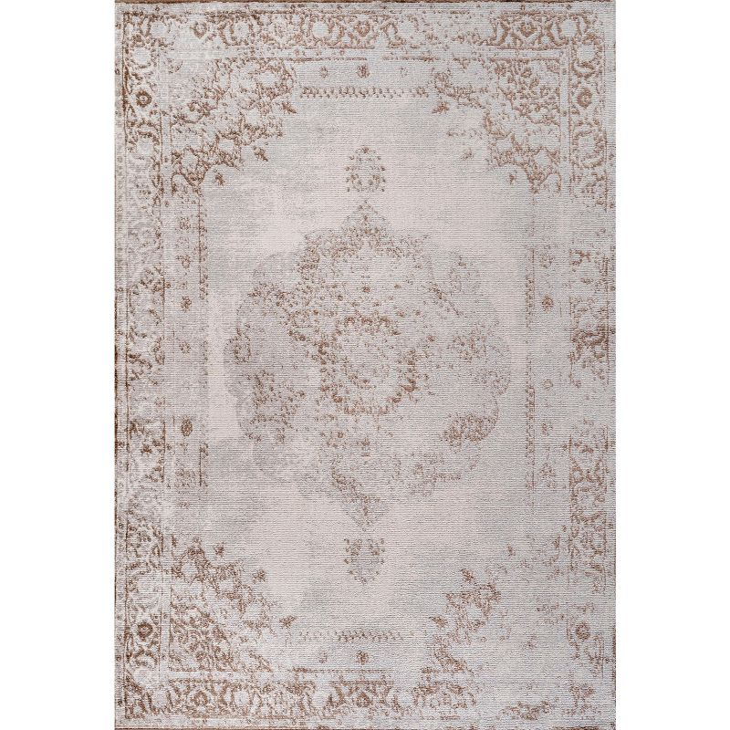 8'x10' Rosalia Cottage Medallion Area Rug, Brown/Cream - JONATHAN Y