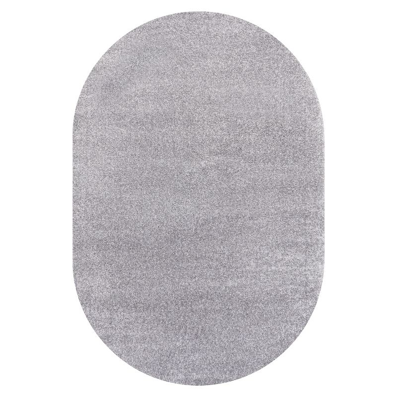 3'x5'Oval  Haze Solid Low-Pile, Gray - JONATHAN Y