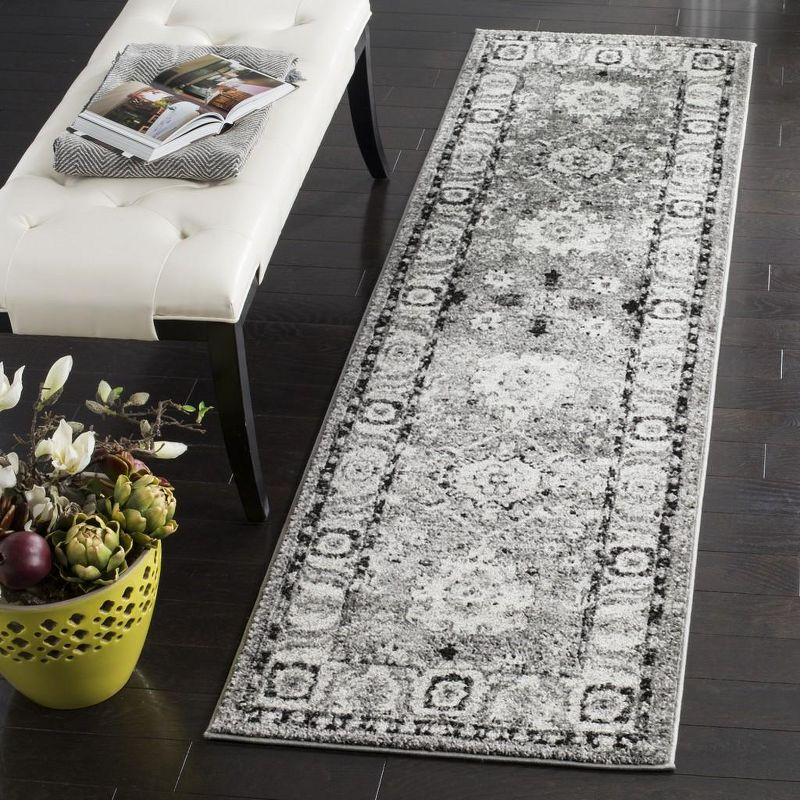 Vintage Hamadan VTH214 Power Loomed Indoor Runner Rug - Grey/Black - 2'3"x8' - Safavieh.