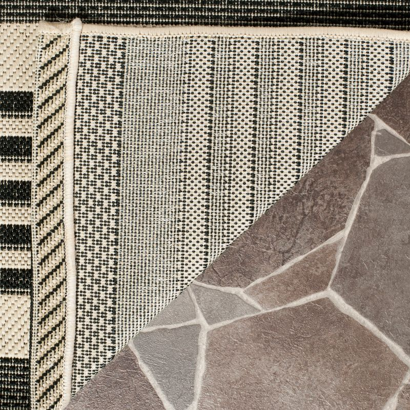 Courtyard CY6062 Power Loomed Indoor/Outdoor Area Rug - Black/Bone - 8'x10' - Safavieh.