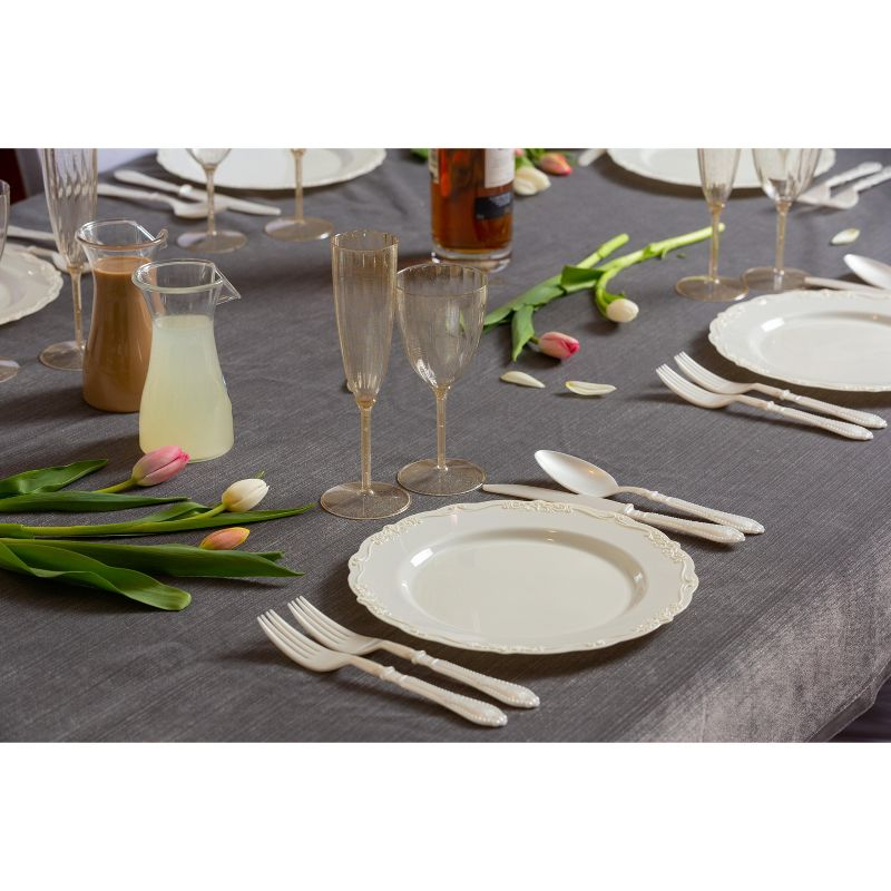 Posh Setting 60 Piece Cream Round Plastic Dinnerware Value Set - Casual