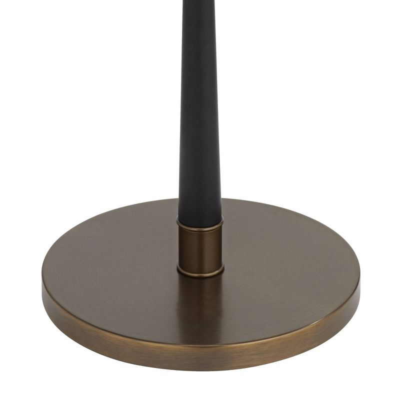 Kathy Ireland City Heights Modern 59" Tall Standing Floor Lamp Skinny Pole Pull Chain Black Gold Metal Antique Brass Finish Living Room Bedroom House