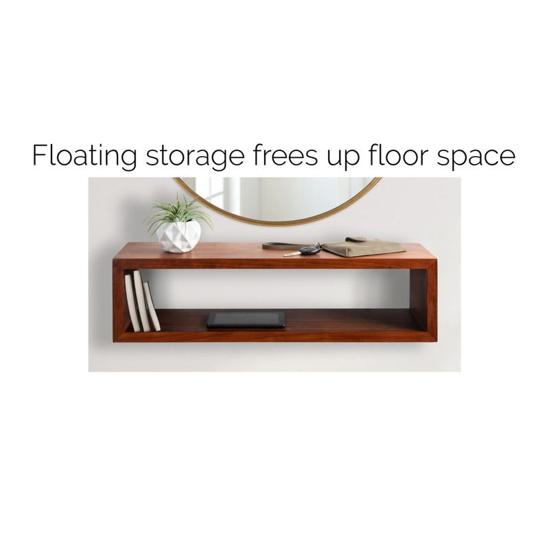 Kate & Laurel All Things 18" x 8" Holt Wood Wall Shelf Rustic Brown - Decor: Modern Geometric Floating Storage