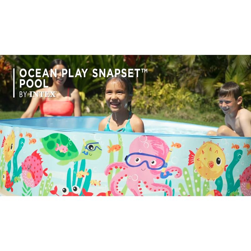 Intex Deep Sea Blue 8 feet x 18 inch SnapSet Instant Round Above Ground Swimming Kiddie Pool for Kids Ages 3 Years and Up