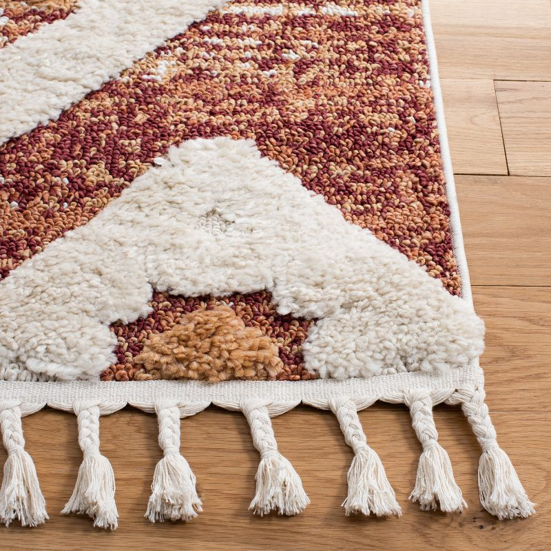 Moroccan Tassel Shag MTS664 Power Loomed Indoor Area Rug - Rust/Ivory - 6'7"x6'7" - Safavieh