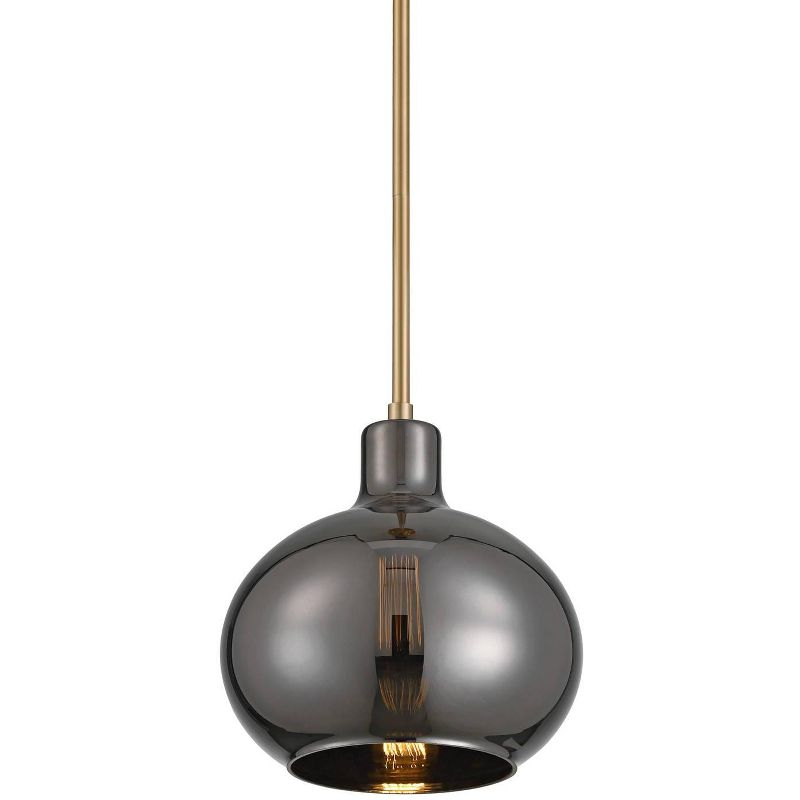 360 Lighting Partridge 9 1/2" Modern Pendant Ceiling Light Fixture Dining Room Over Table Kitchen Island Foyer Hanging Round Brass Mirror Glass Mini