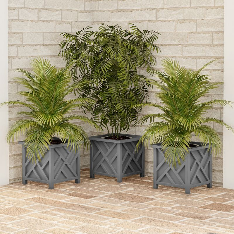 Pure Garden 14.75" Lattice Planter Box, Gray