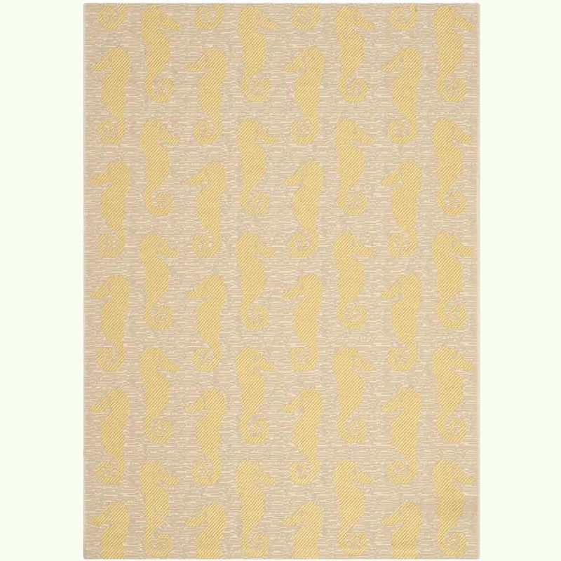 Courtyard CY6214 Power Loomed Indoor/Outdoor Area Rug - Beige/Yellow - 4'x5'7" - Safavieh.