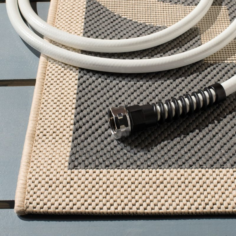 Courtyard CY6243 Power Loomed Indoor and Outdoor Area Rug - Grey/Beige - 7'10"x7'10" - Safavieh