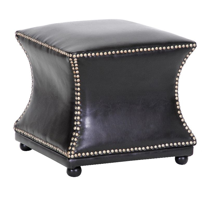 Ellastone Modern Leather Ottoman Dark Brown - Baxton Studio: Square Footstool, Faux Upholstered, No Assembly