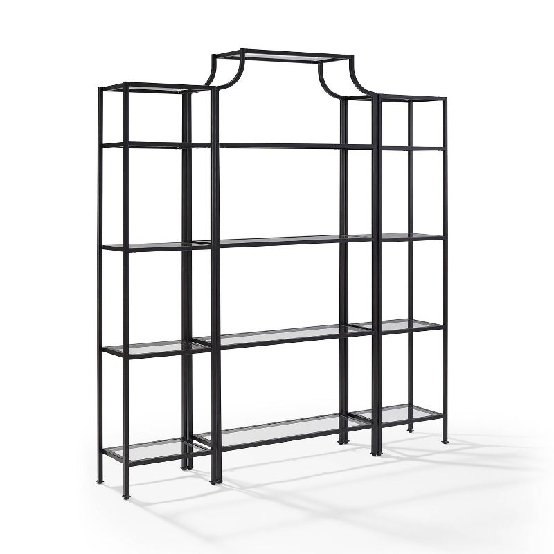 80.5" 3pc Aimee Narrow Etagere Set Oil Rubbed Bronze - Crosley: Tempered Glass Display, Steel Frame, Fixed Shelves