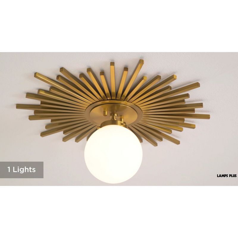 Possini Euro Design Hazel Modern Ceiling Light Semi Flush Mount Fixture 24" Wide Warm Brass White Globe Shade for Bedroom Kitchen Living Room Hallway