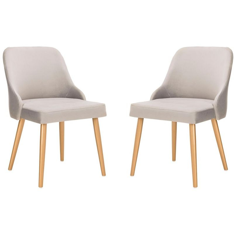 Lulu Upholstered Dining Chair (Set of 2) - Grey/Gold - Safavieh