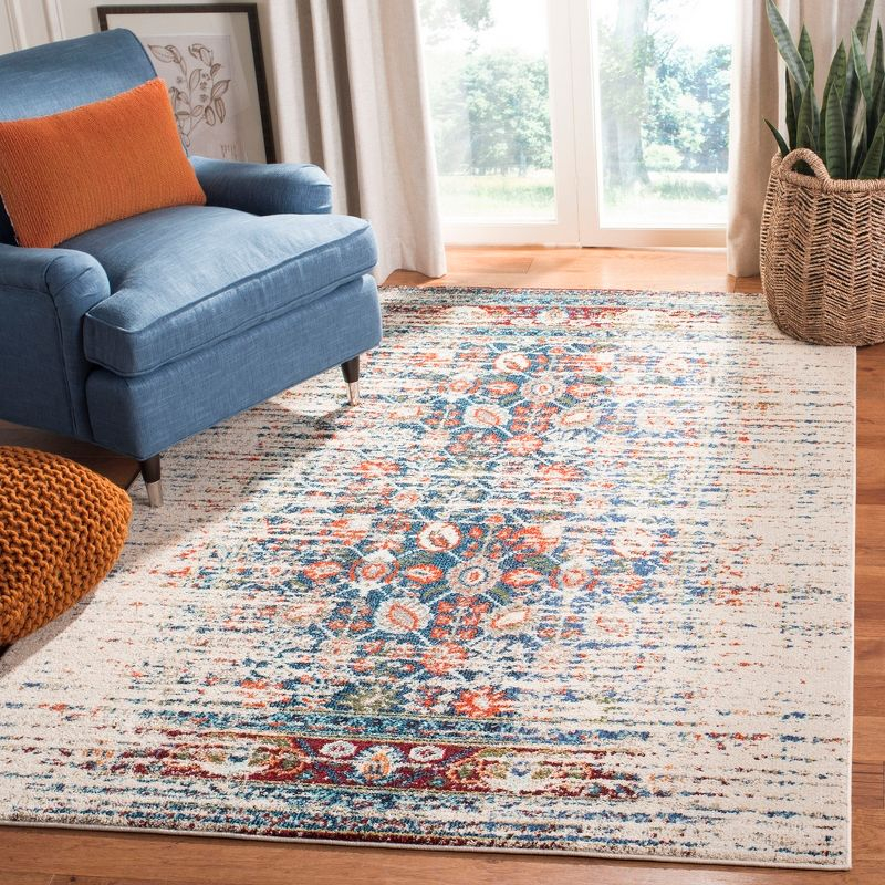 Monaco MNC208 Power Loomed Indoor Accent Rug - Ivory/Blue - 3'x5' - Safavieh
