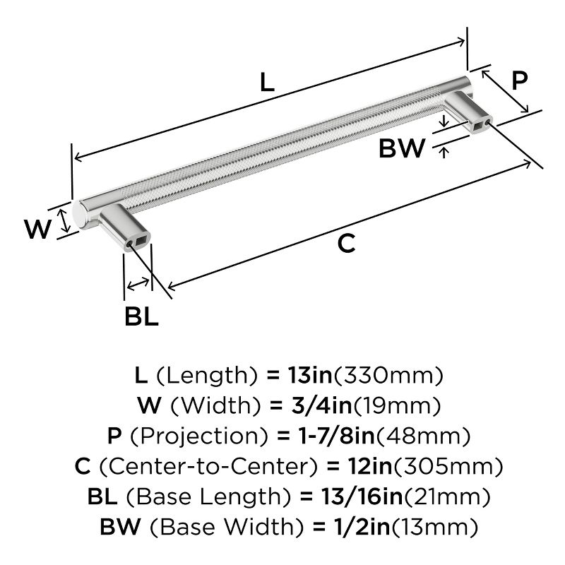 Amerock Bronx 12 inch (305mm) Center-to-Center Polished Chrome Appliance Pull