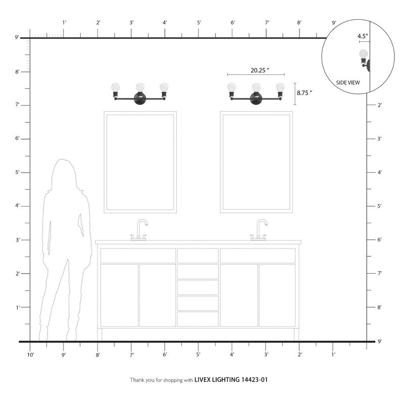 Livex Lighting Lansdale 3 - Light Vanity in  Antique Brass