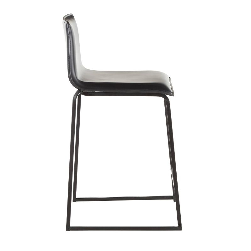 Set of 2 26" Mara Contemporary Counter Height Barstools Black - LumiSource: Faux Leather, Metal Base, Built-in Footrest