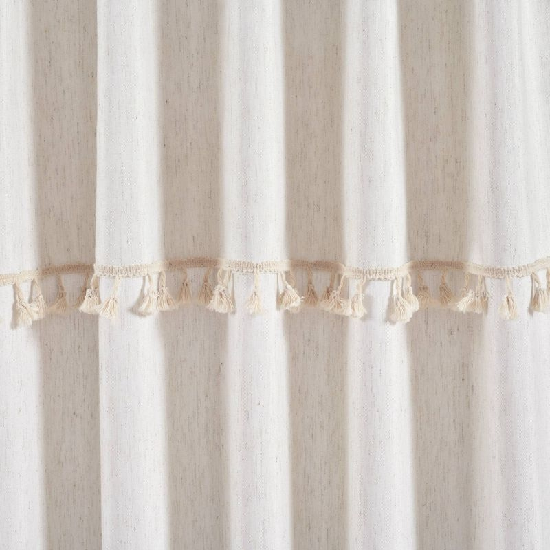 Set of 2 (84"x40") Ivy Tassel Light Filtering Window Curtain Panels Beige - Lush Décor: Linen & Polyester, Rod Pocket