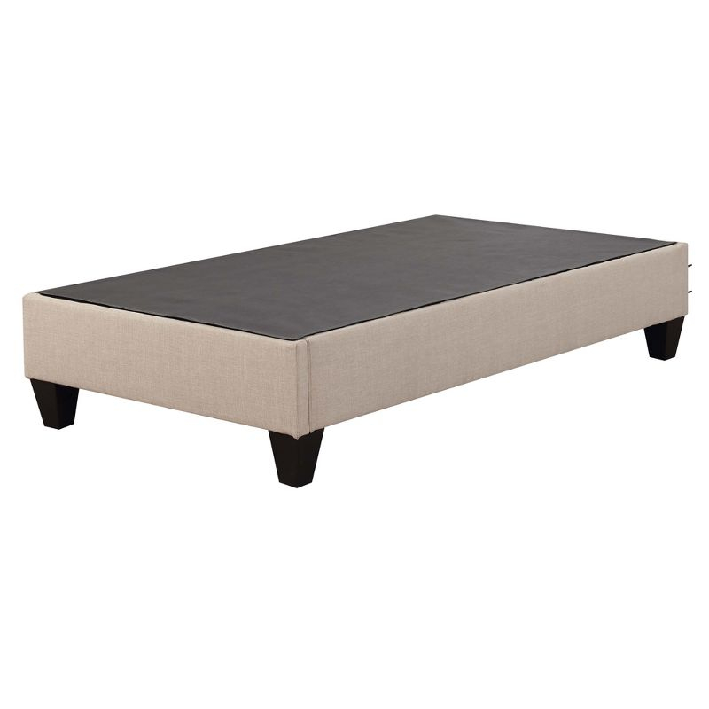 Picket House Furnishings Twin Abby Platform Bed Cream: Faux Leather Upholstery, No Box Spring Needed