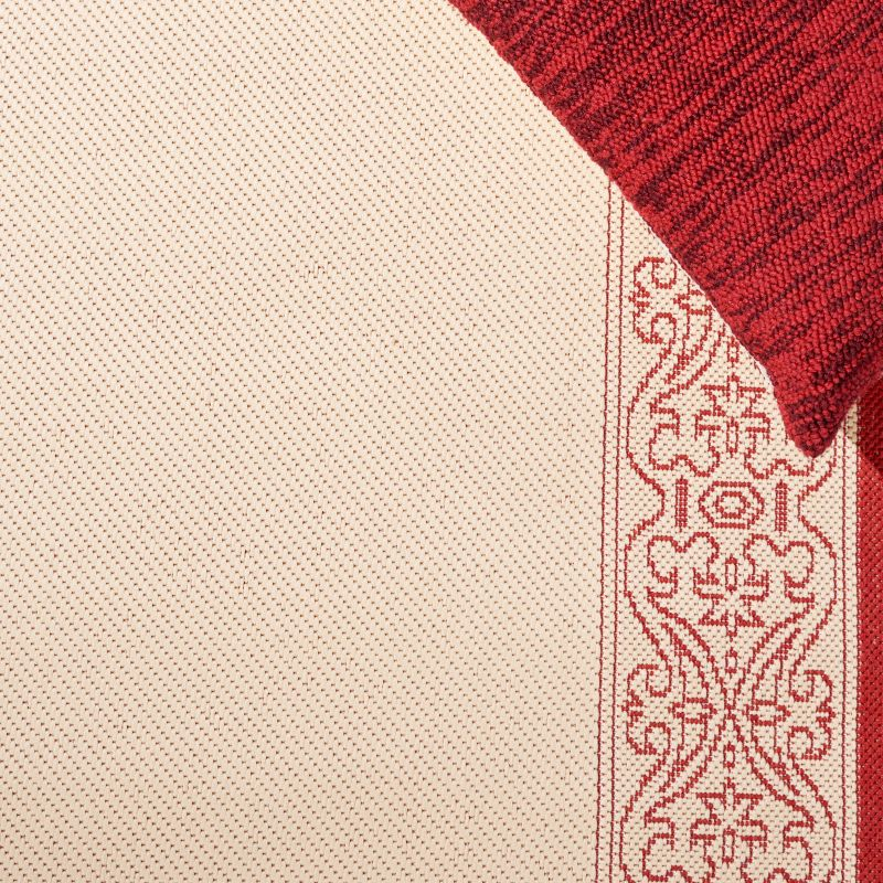 Courtyard CY2099 Power Loomed Indoor/Outdoor Area Rug - Natural/Red - 6'7"x6'7" - Safavieh.
