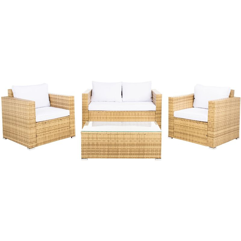 Machie 4Pc Living Set - Indoor/Outdoor - PAT7508 - Natural/White - Safavieh