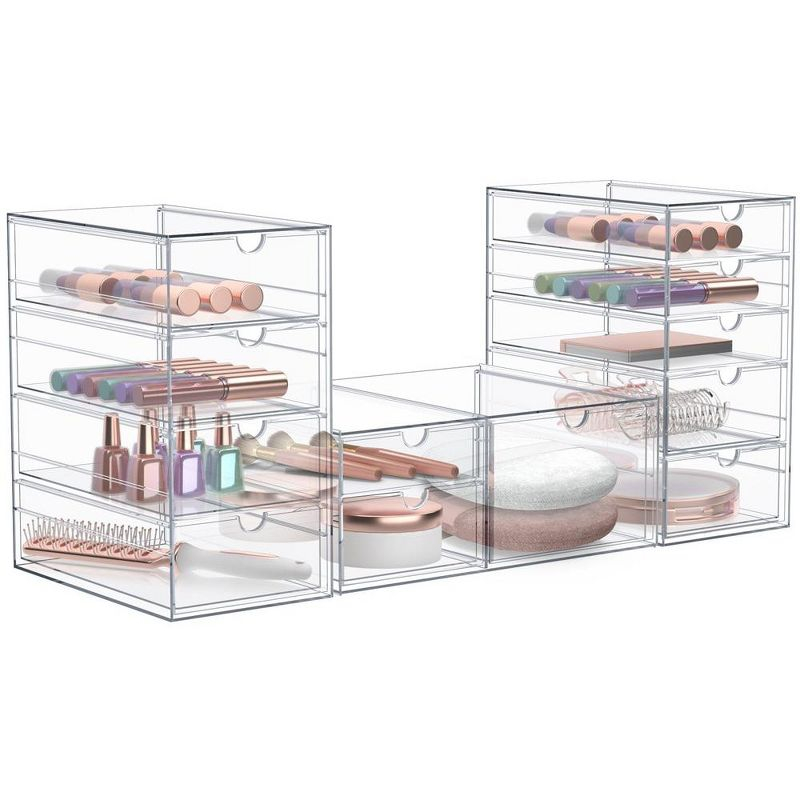 Sorbus Clear 12 Drawers Acrylic Makeup Organizer 3 Pcs Stackable Set