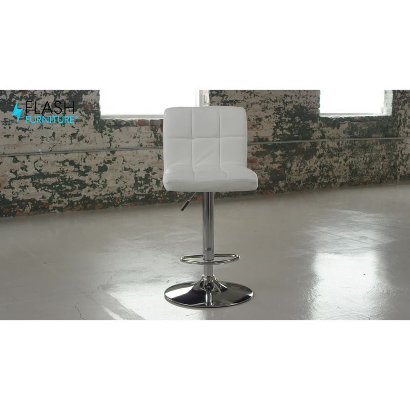 Flash Furniture Contemporary Orange Quilted Vinyl Adjustable Height Barstool with Chrome Base